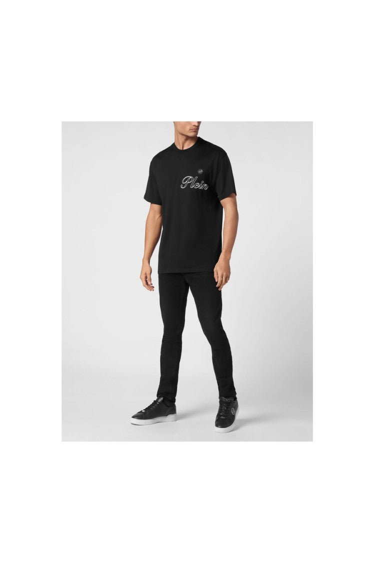 Classic Black Cotton T-Shirt With Signature Logo