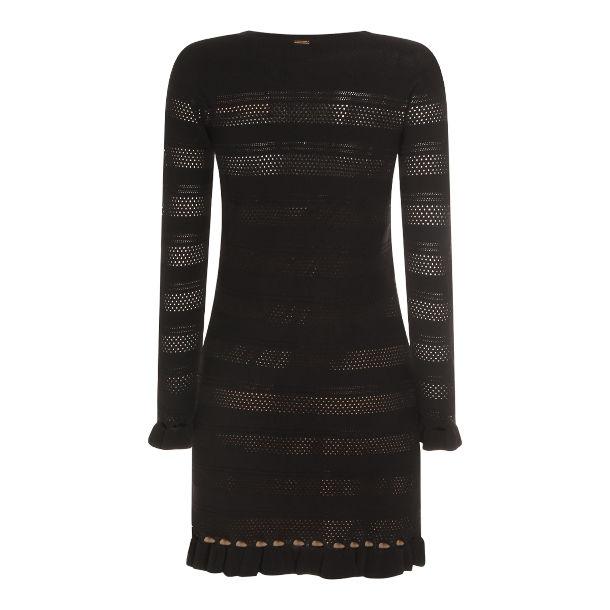 Fitted Black Mini Dress with Sheer
