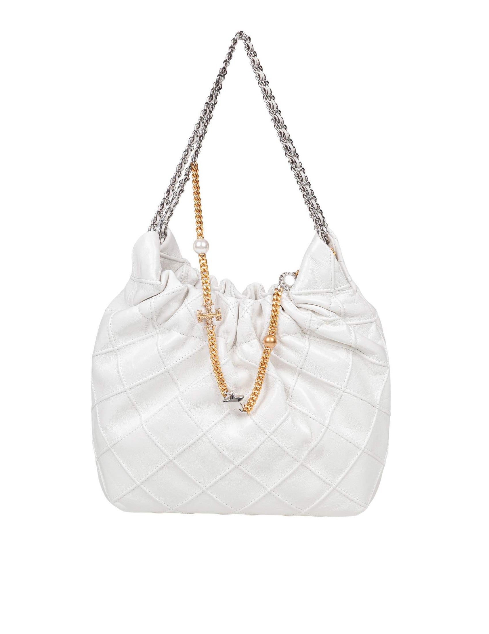 Mini Fleming Nappa Hobo Bag, White
