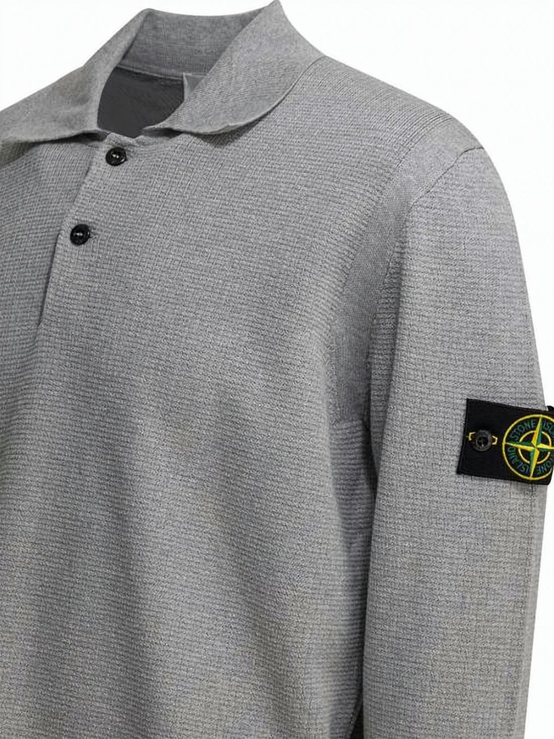 Textured Knit Long-Sleeve Polo Shirt with Distinctive Logo