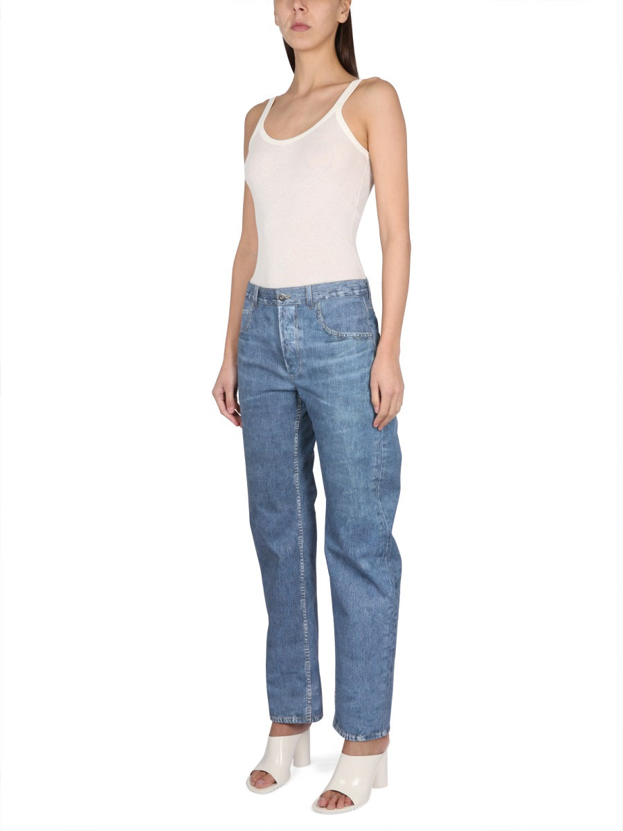 Slim Fit Cotton Blend Top with Round Neckline