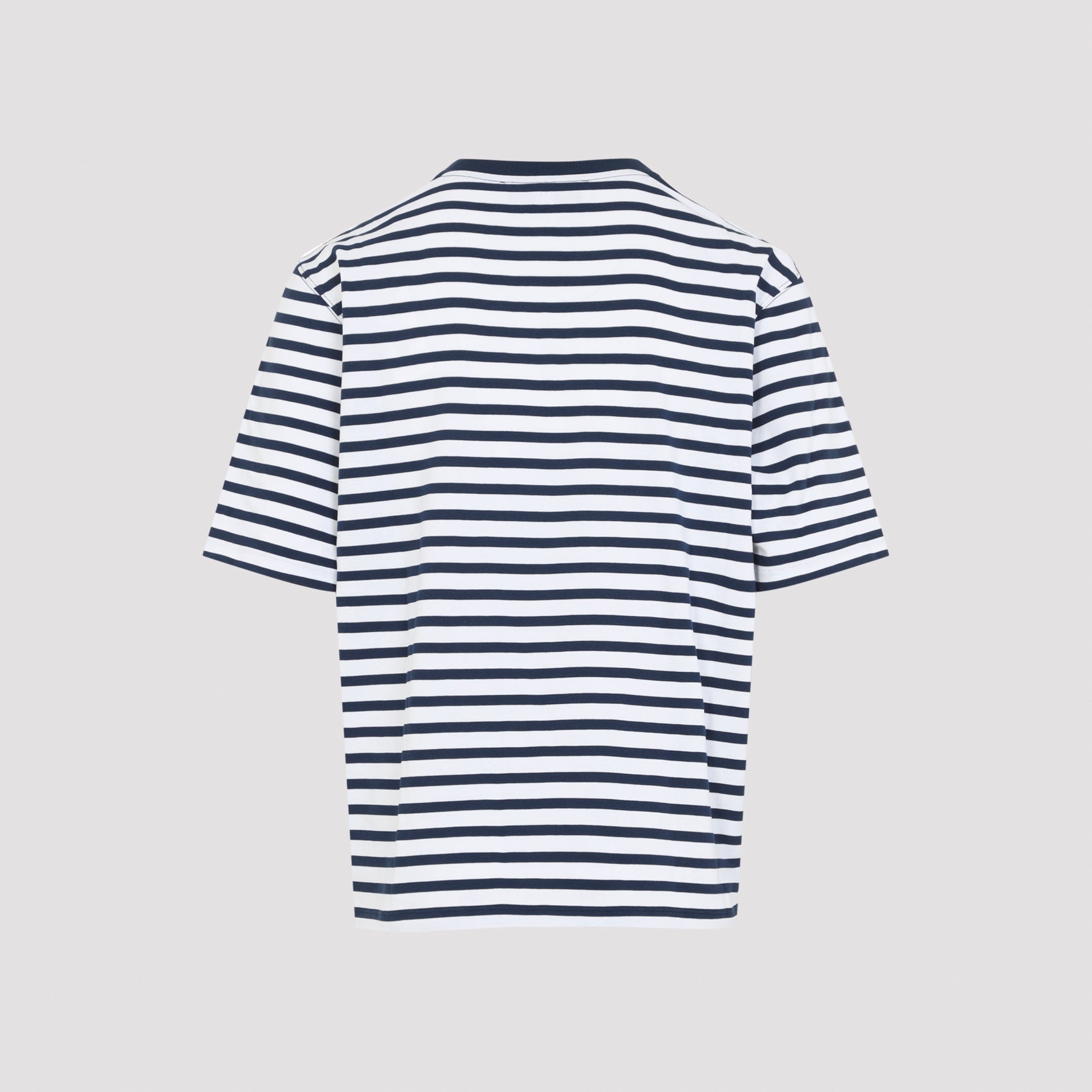 Classic White T-Shirt with Navy Stripe Detail
