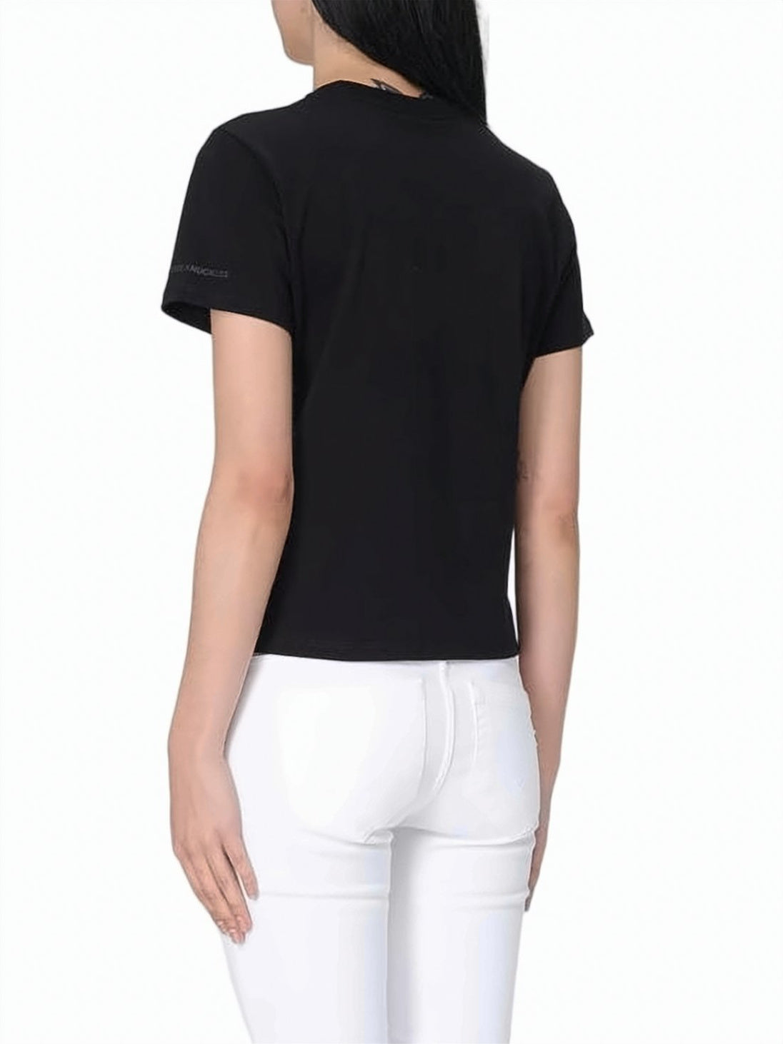 Black Fitted Cotton Crew Neck T-Shirt