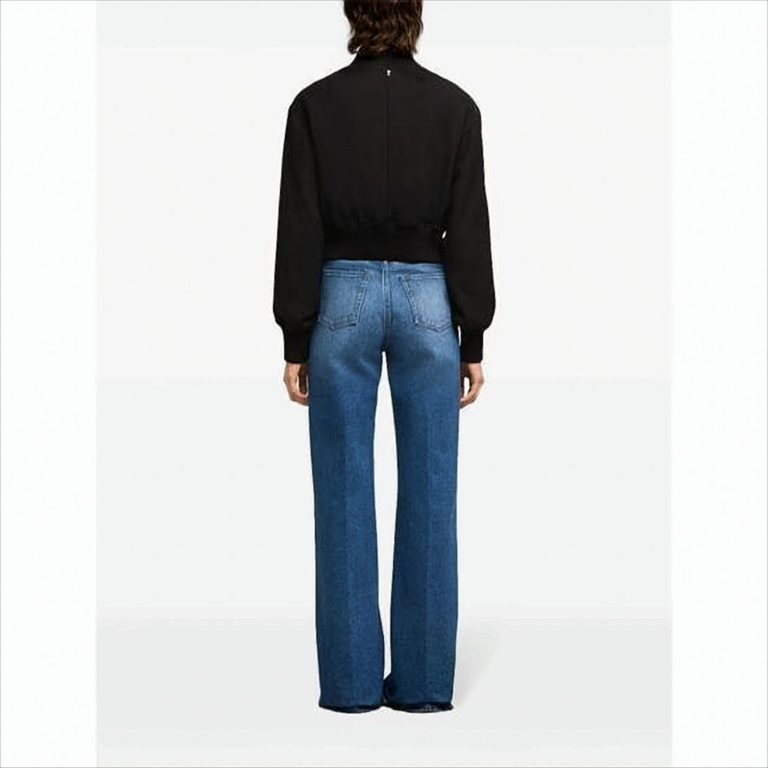 Cropped Bomber Jacket with Ribbed Details