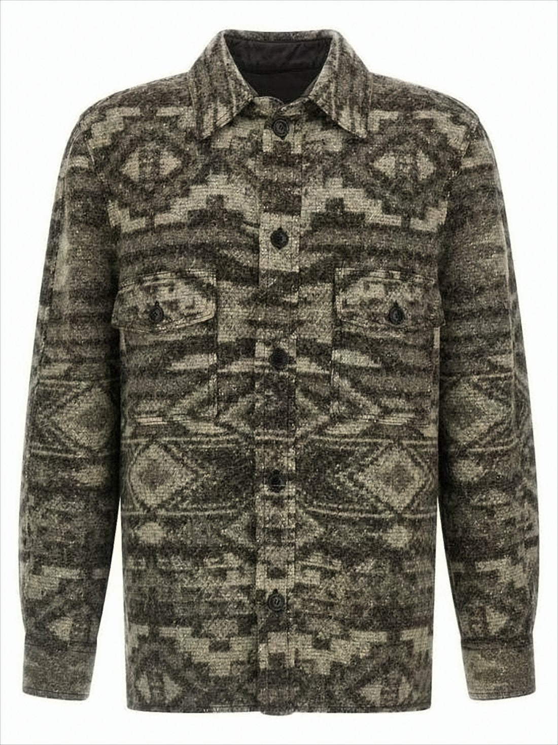 Textured Wool-Blend Jacket with Geometric Pattern
