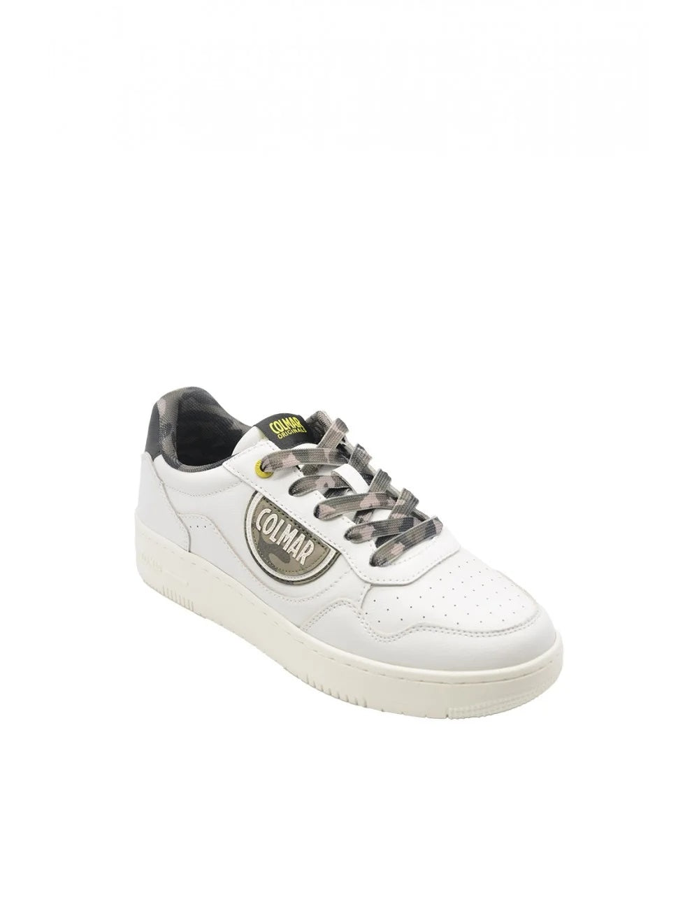 White Leather Sneakers With Camouflage Detailing
