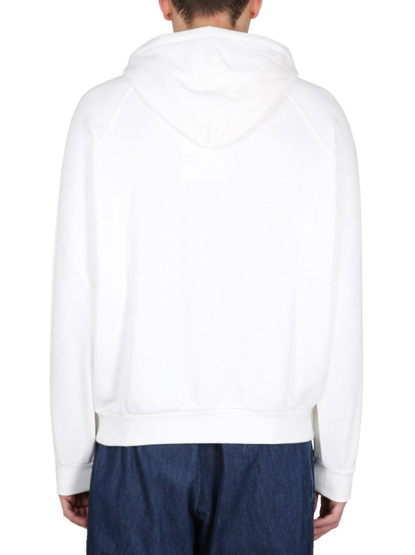 White Drawstring Hood Sweatshirt