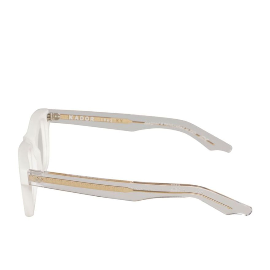 Voyager 23 Translucent White Rectangular Sunglasses with Gold Accents
