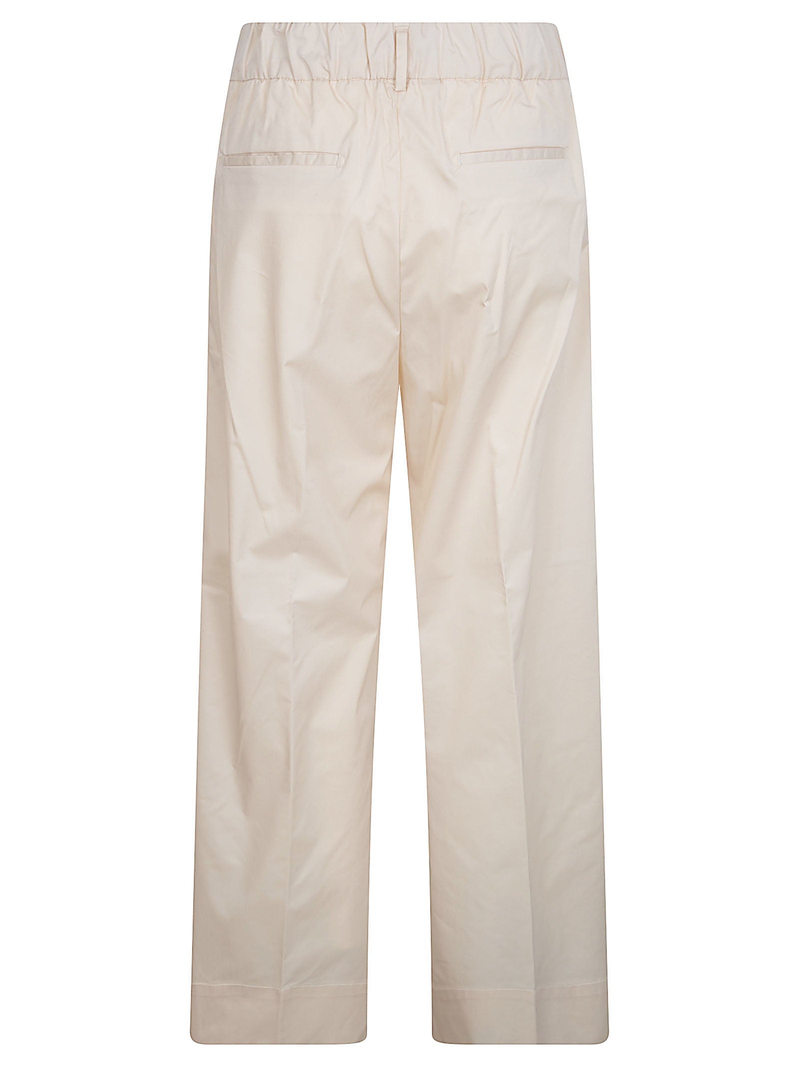 Straight-Leg Beige Trousers with Relaxed Fit and Subtle Sheen