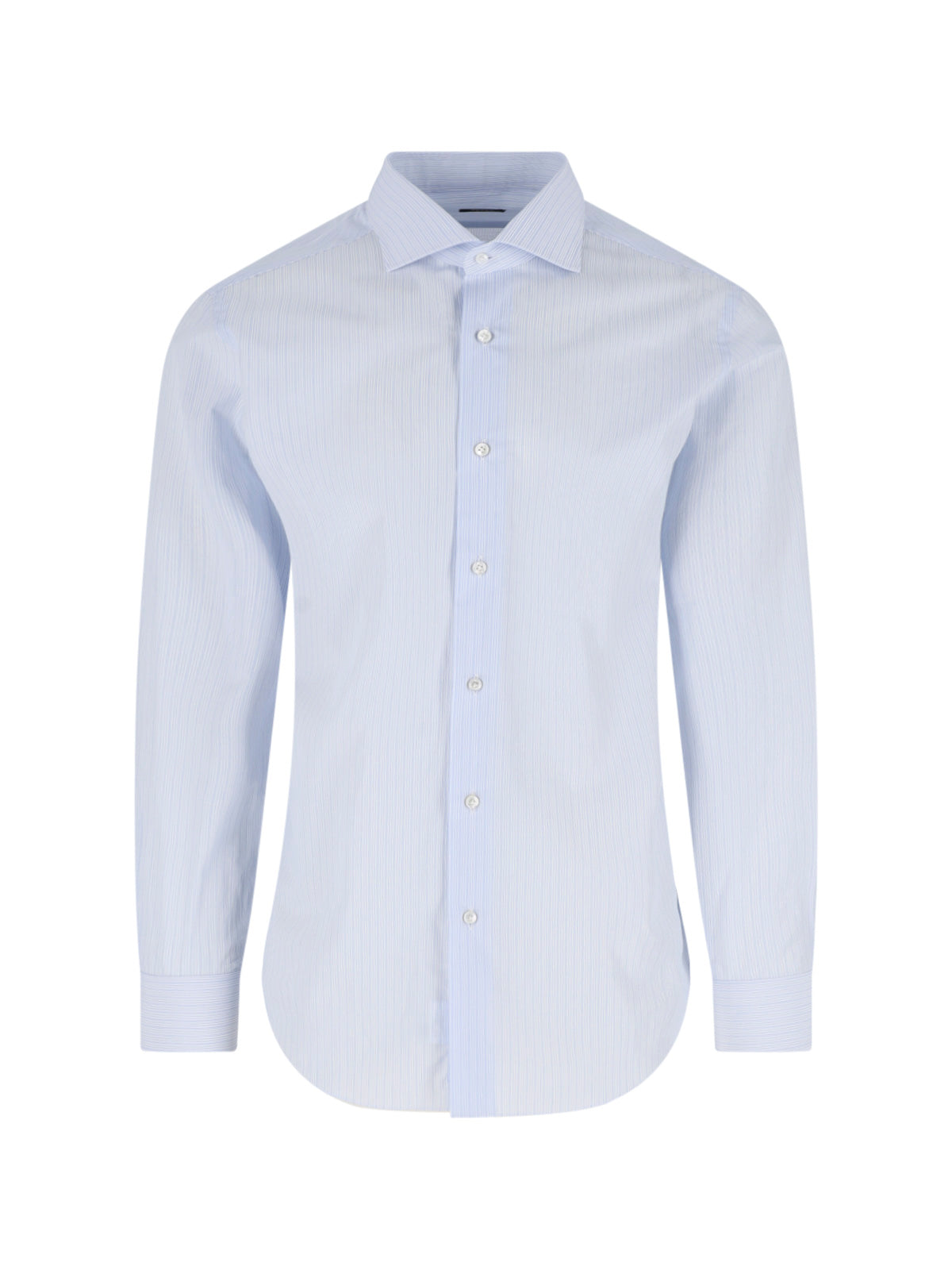 Light Blue Striped Cotton Tailored Shirt