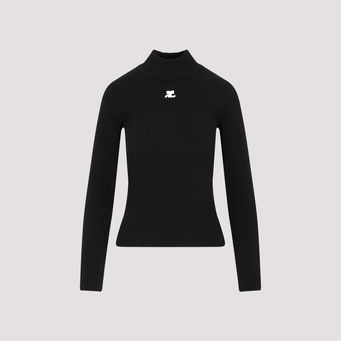 Black Ribbed Jumper with Roll Neck