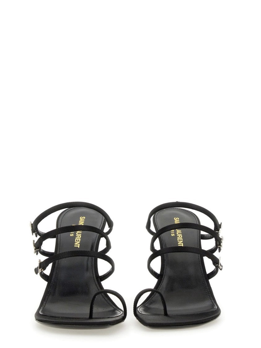 High Stiletto Sandal With Metallic Letter Accents