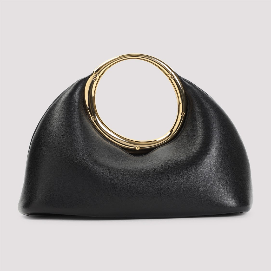 Lambskin Handbag With Circular Handle And Spacious Interior