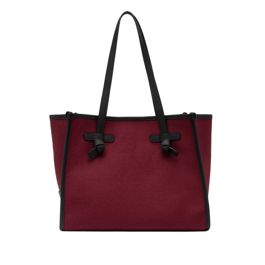 Structured Canvas Tote Bag with Leather Accents