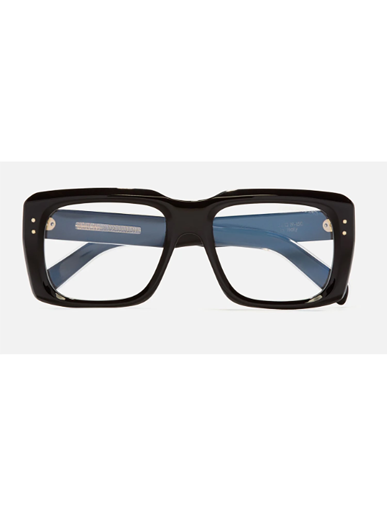 Oversized Black Rectangular Glasses with Gold Accents
