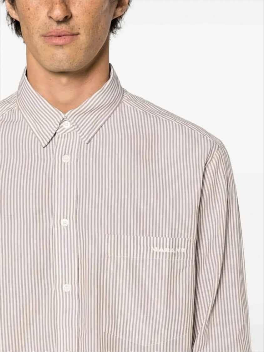 Vertical Striped Long-Sleeve Shirt with Classic Collar
