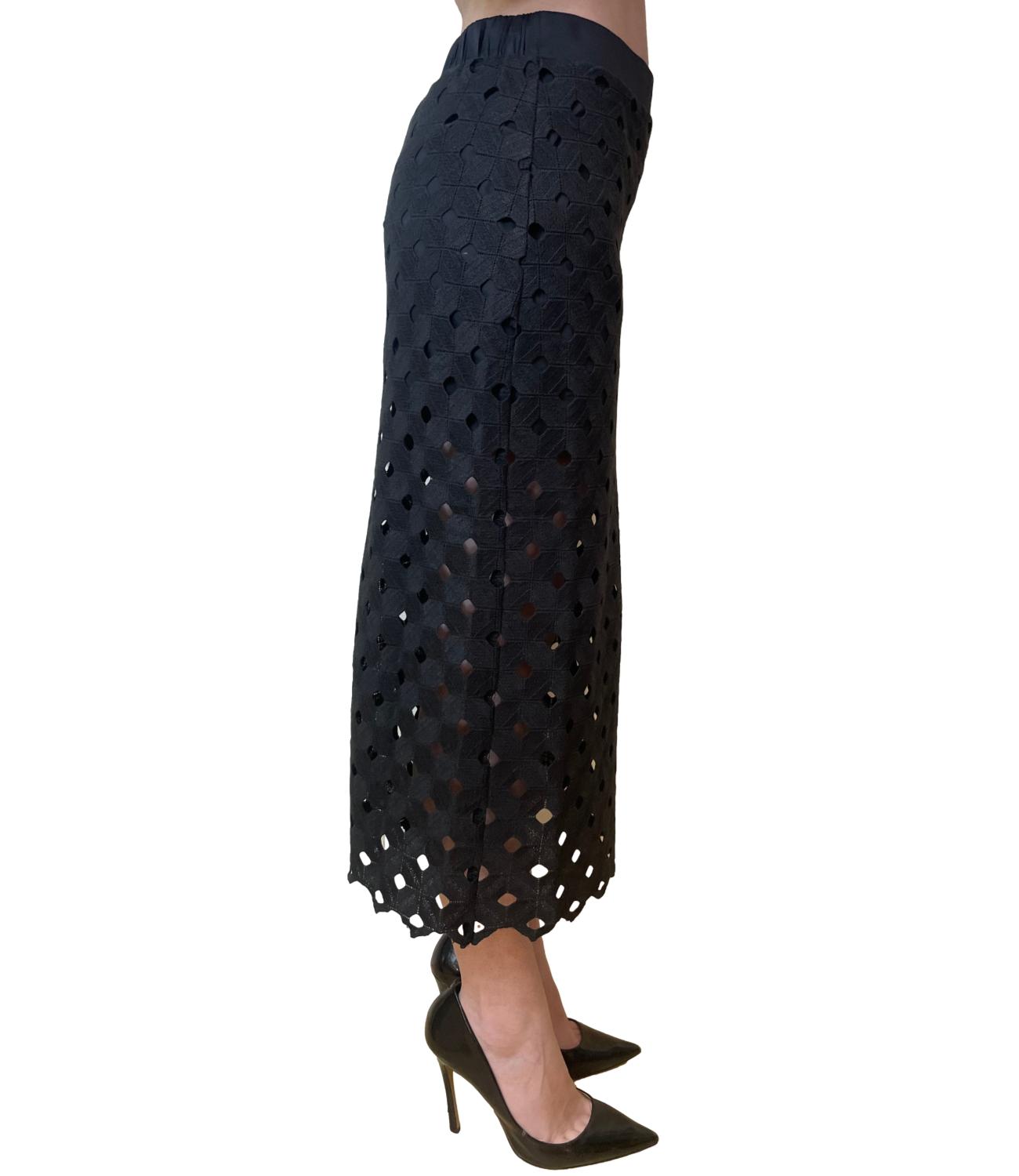 Black Cotton Blend Beach Skirt