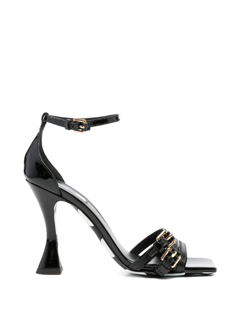 Black Leather Polka Dot Sandals