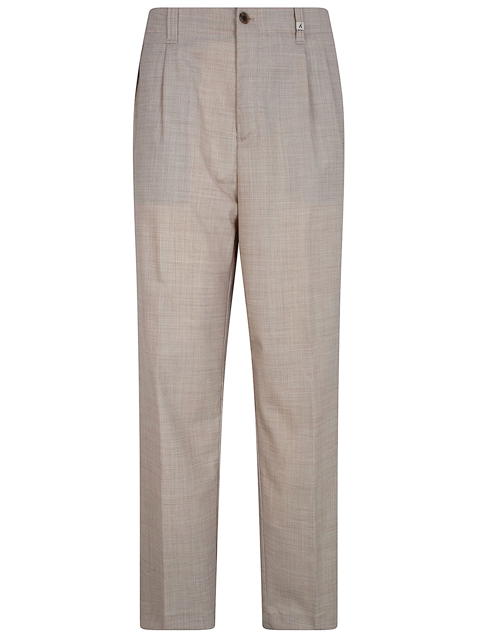 Straight-Leg Trousers with Pleat Detail and Classic Waistband