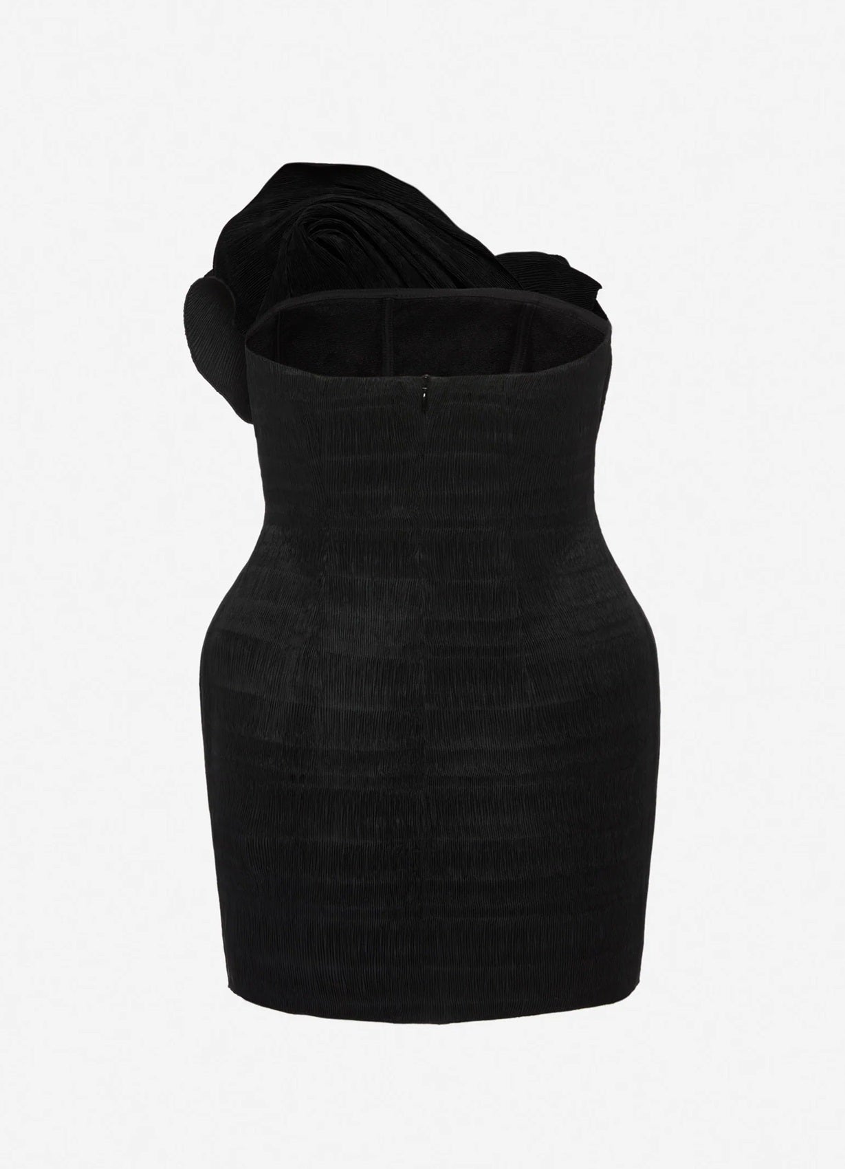Sculptural Mini Dress with Oversized Rosette Detail