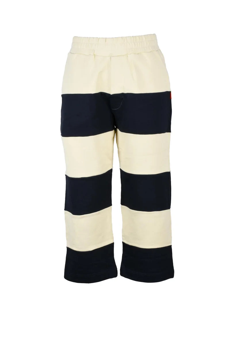 Cotton Trousers - Beige/Blue