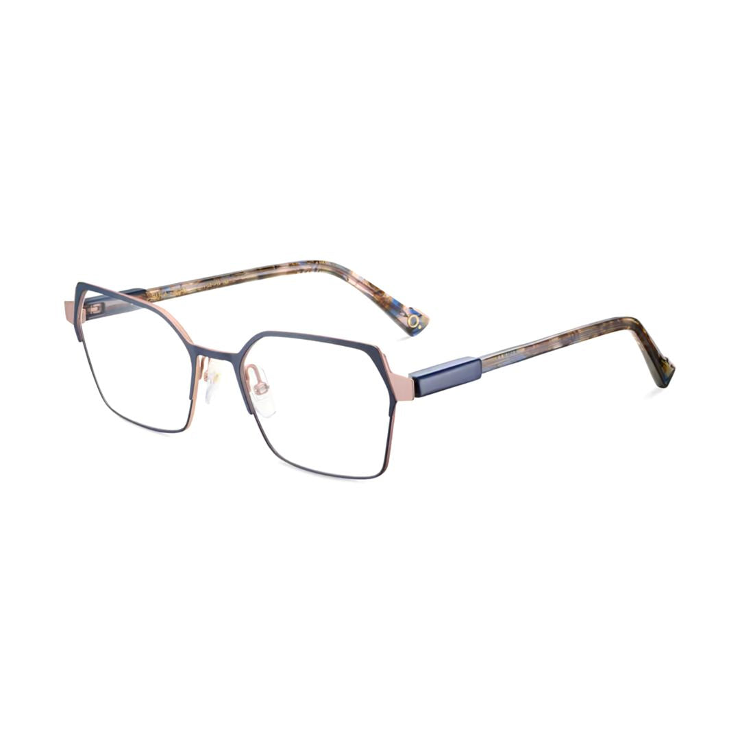 Rania Geometric Metal Eyeglasses with Tortoiseshell Temples