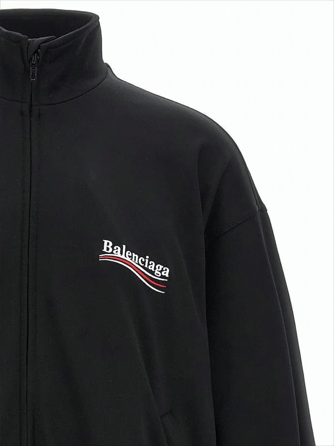Black Zip-Up Sweatshirt with High Collar