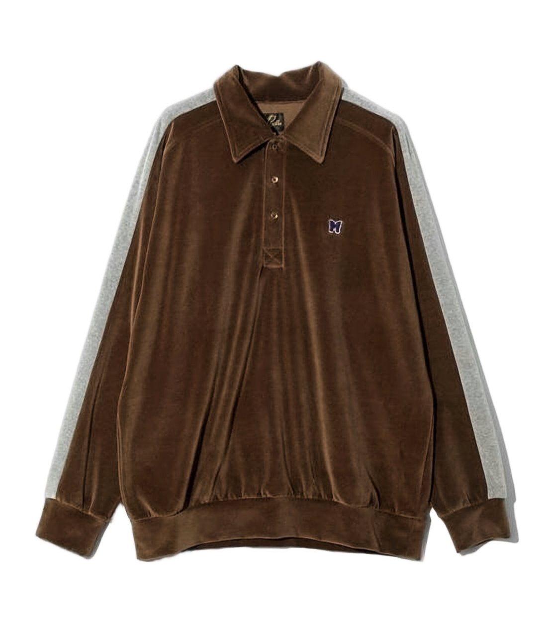 Velvet Textured Long-Sleeve Polo Shirt