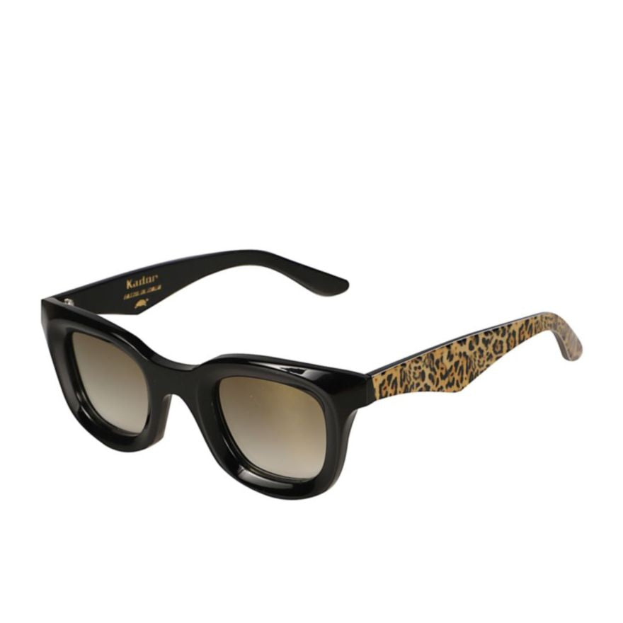 Joya Square Frame Sunglasses with Leopard Print Temples