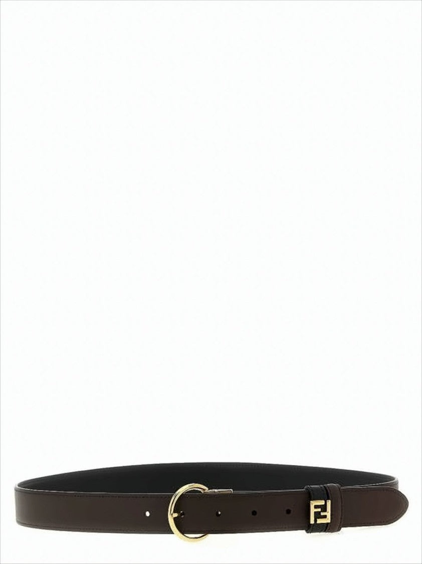 Reversible Calf Leather Belt with Polished Gold-tone Buckle