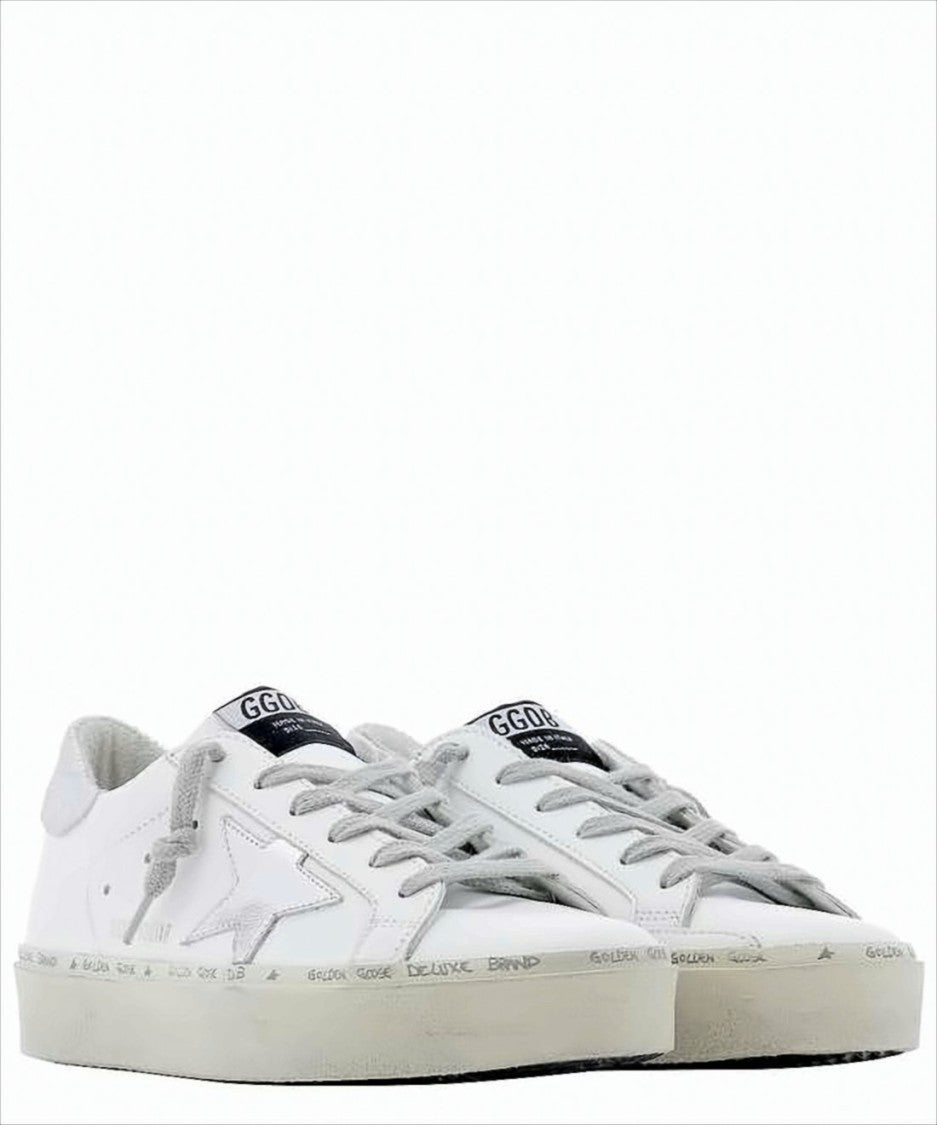 Distressed White Leather Low-Top Sneakers