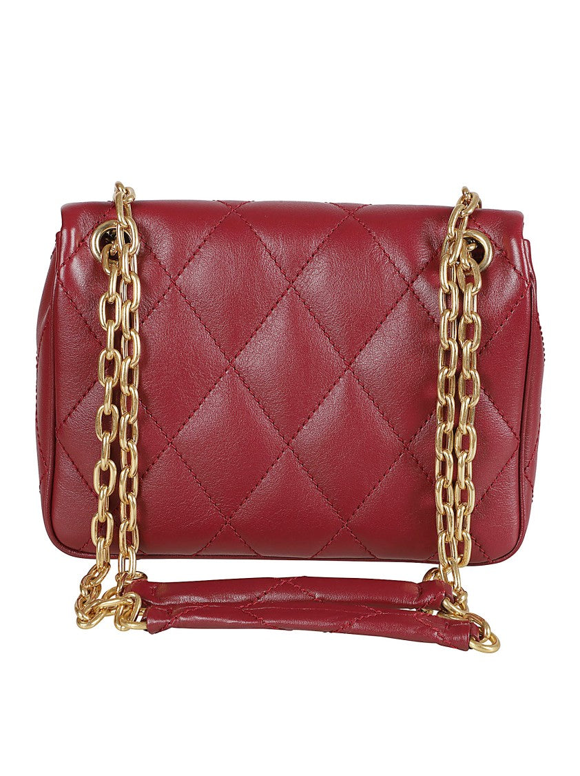 Foldover Top Quilted Leather Shoulder Bag