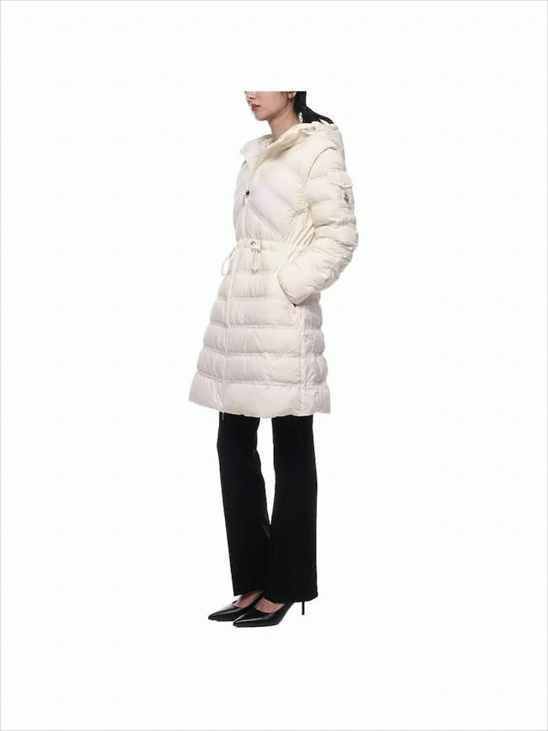 Quilted Down Coat with Adjustable Drawstring