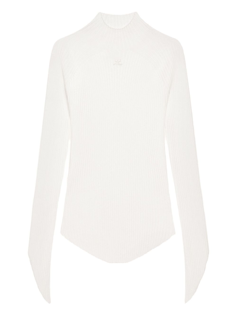 Ribbed White Long-Sleeved Top