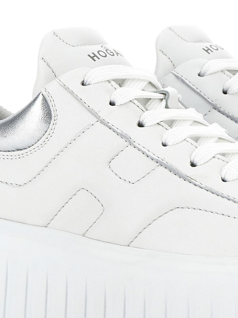 Lace-Up White Flats with Ridged Sole
