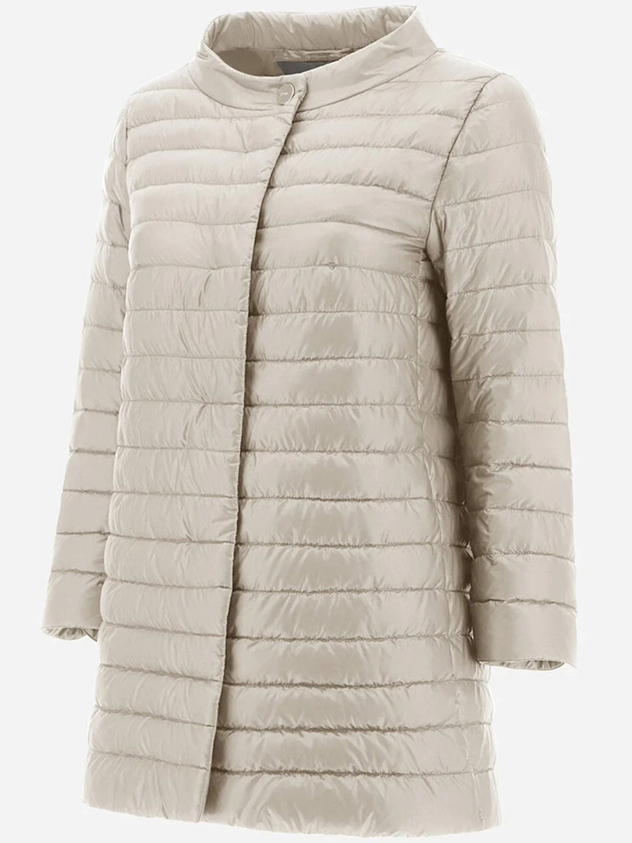Neutral Piumino Quilted Round Neck Jacket