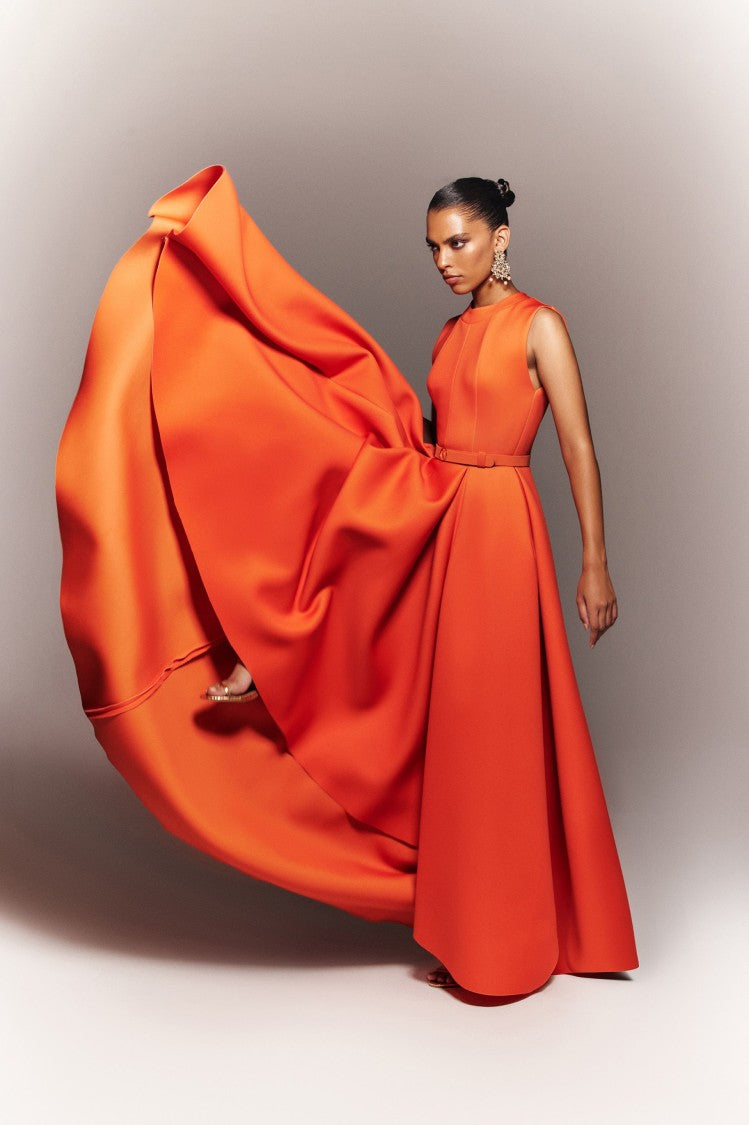 Neoprene Dress With High-Low Skirt