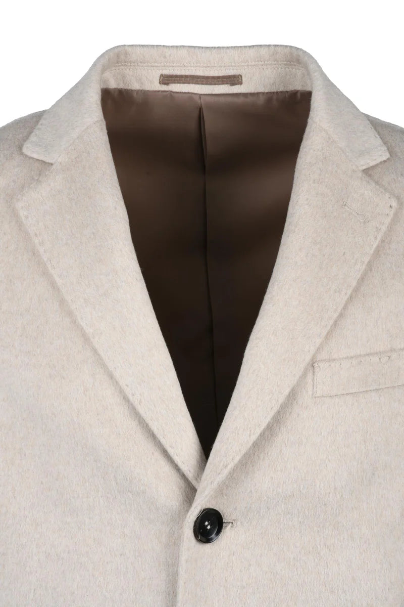 Mid-Length Beige Coat with Tailored Silhouette