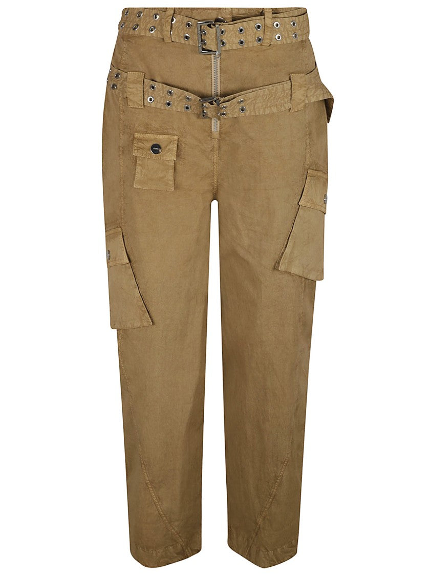 Relaxed-Fit High-Waisted Trousers With Belted Design