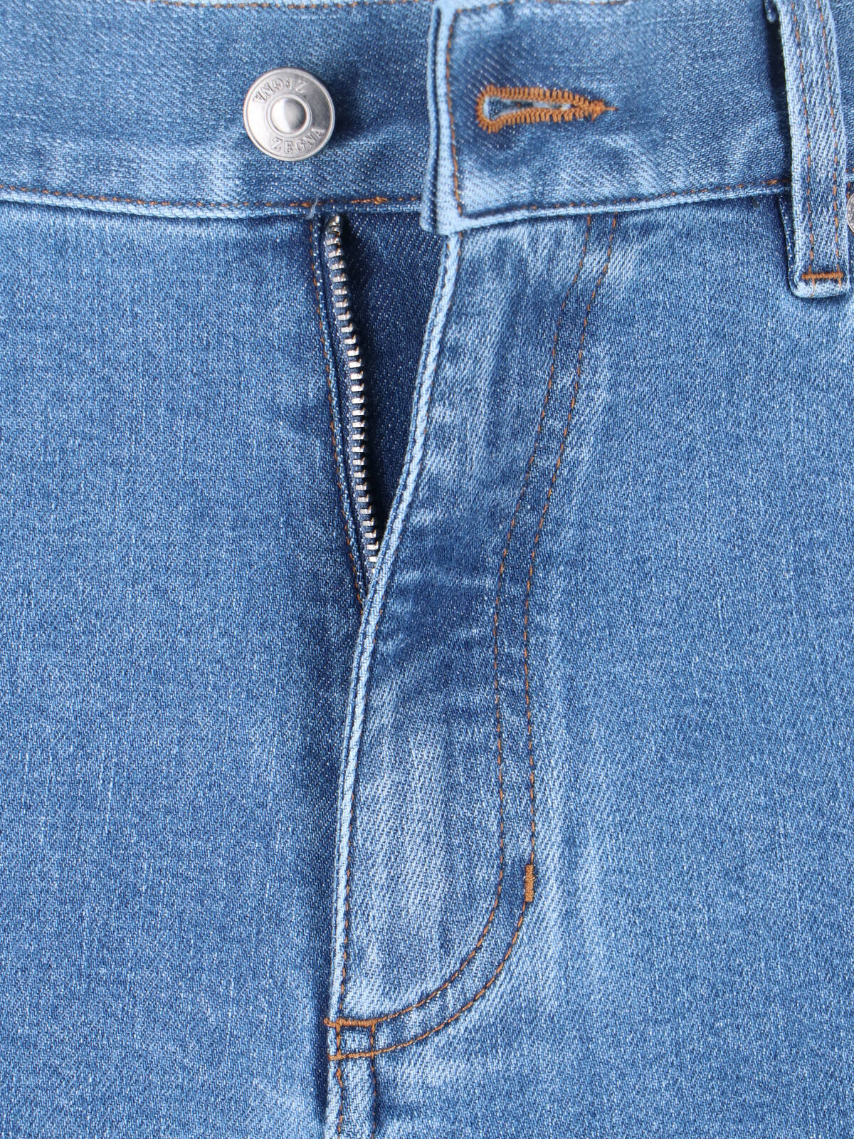 Blue High-Waist Cotton Denim Straight Jeans