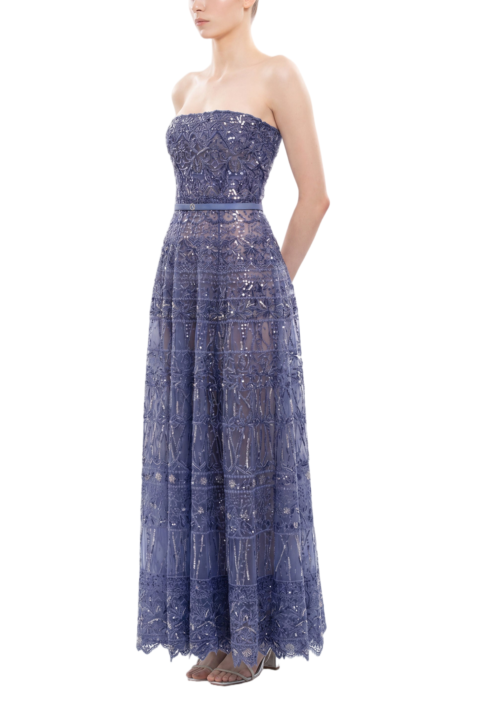 Strapless Beaded Tulle Dress
