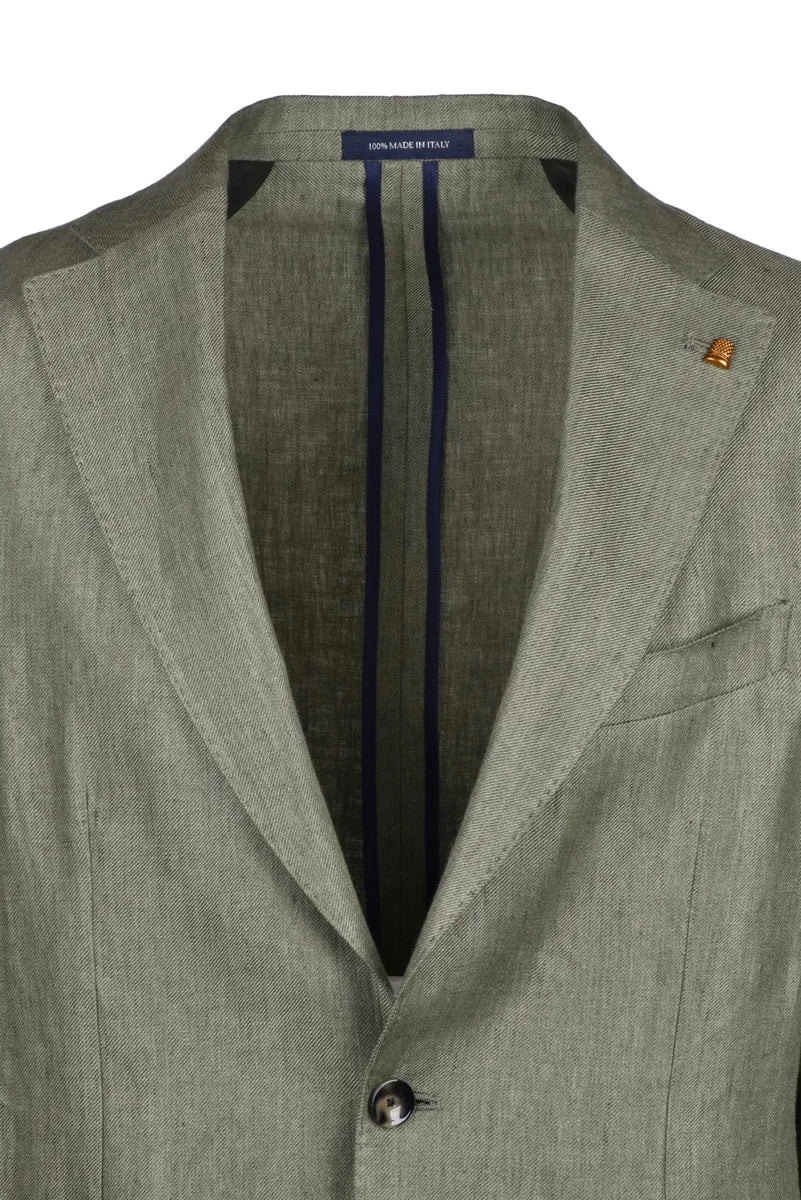 Rounded Green Linen Jacket