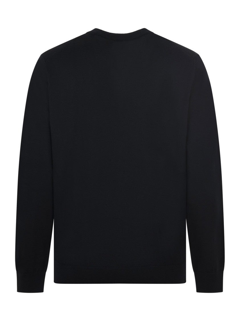 Black Wool Crew Neck Sweater with Minimalist Design