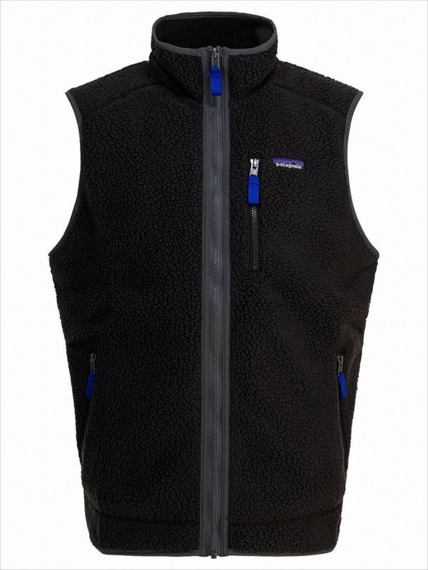 Textured Fleece Vest with High Collar