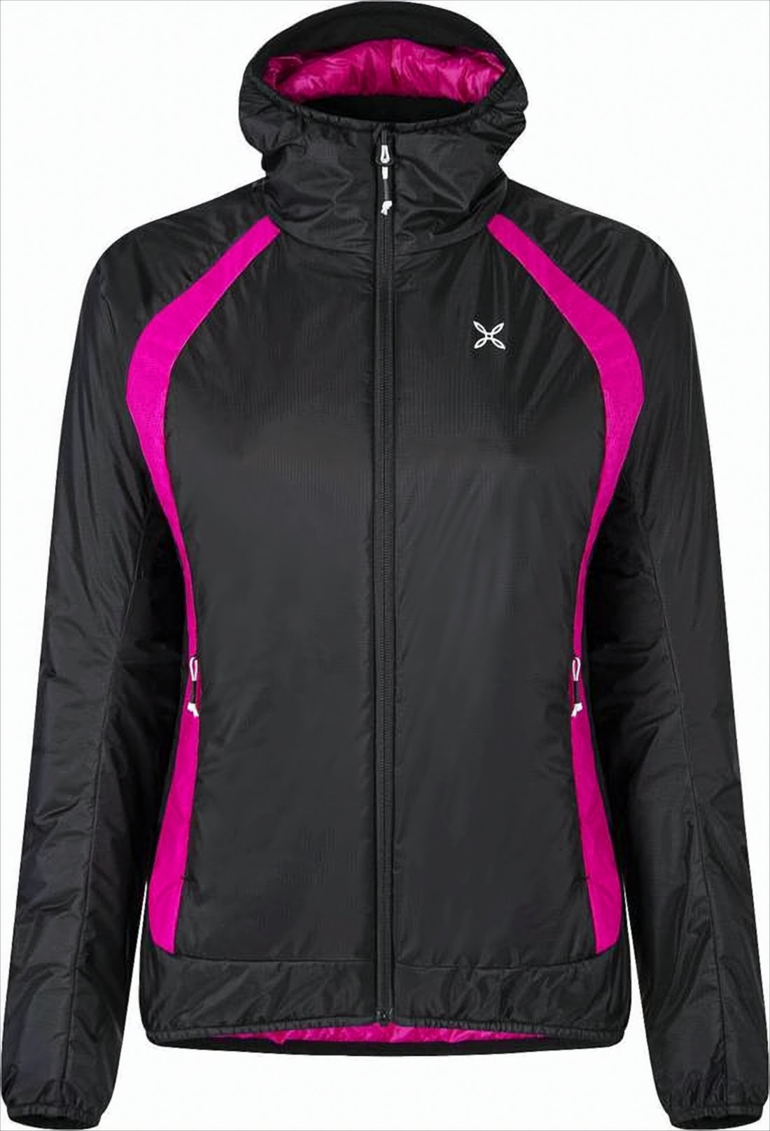 Sporty Black Jacket with Vibrant Magenta Accents