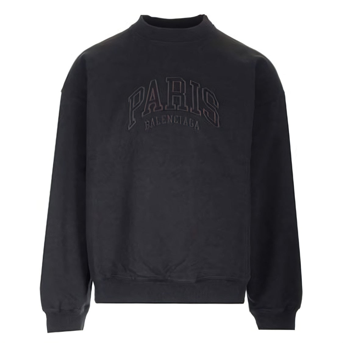 Black Sweatshirt With Bold Paris Embroidery