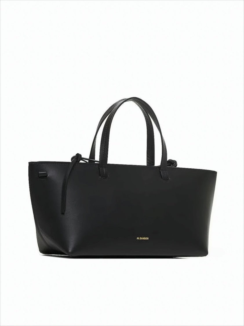 Structured Calf Leather Tote Bag with Zippered Compartment