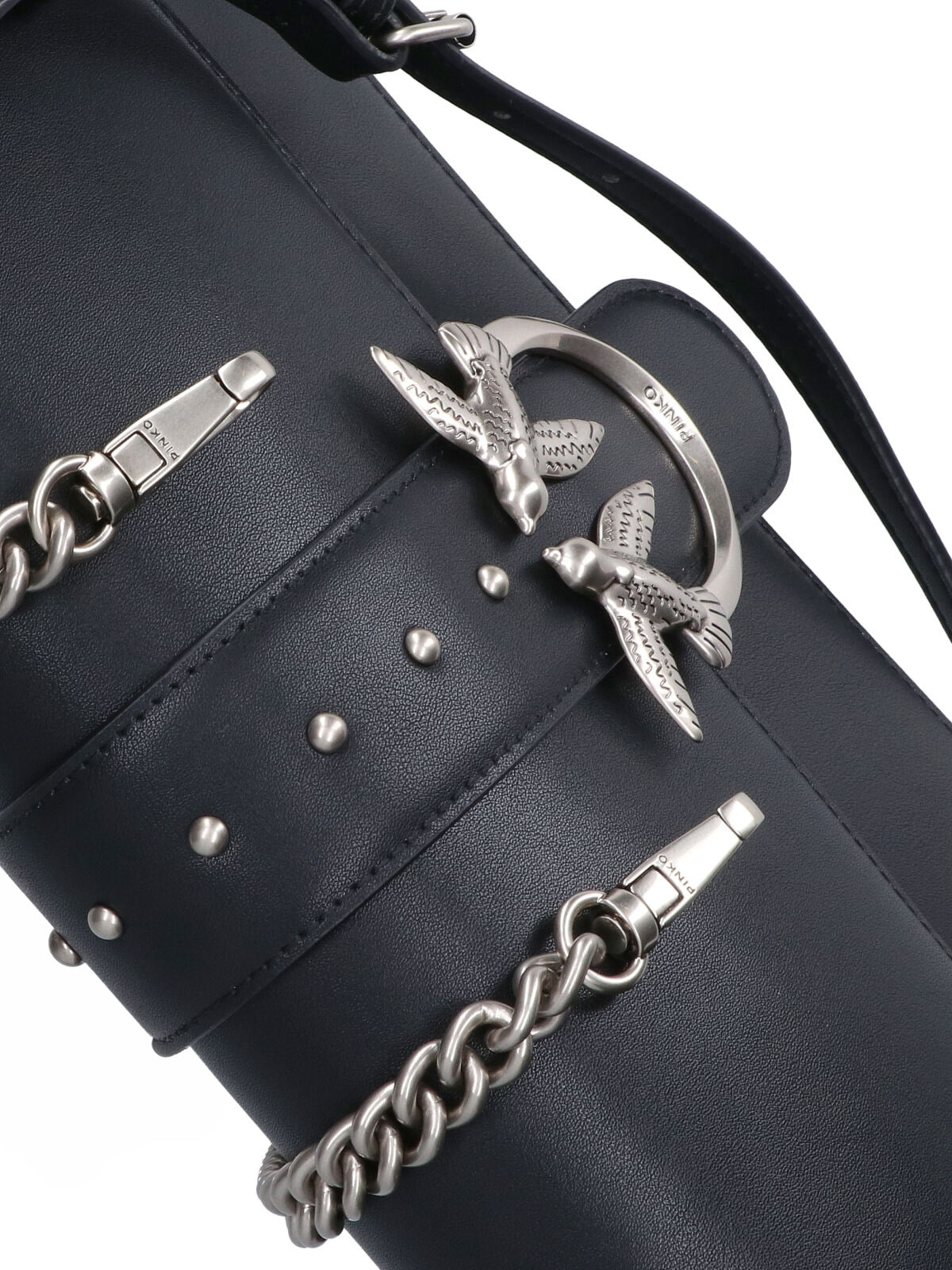 Structured Black Bag With Metallic Chain Strap