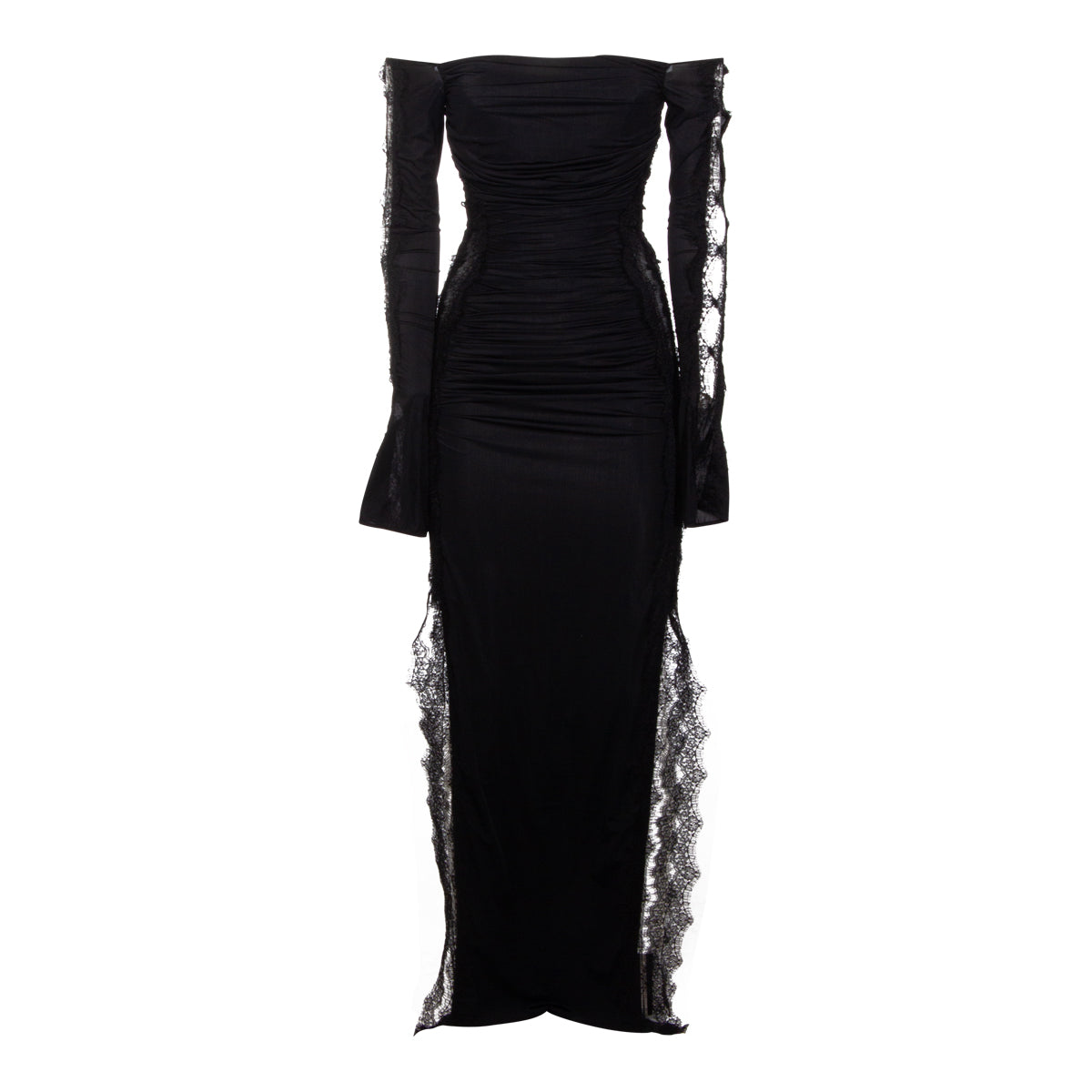 Maxi Dress with Sheer Lace Panels