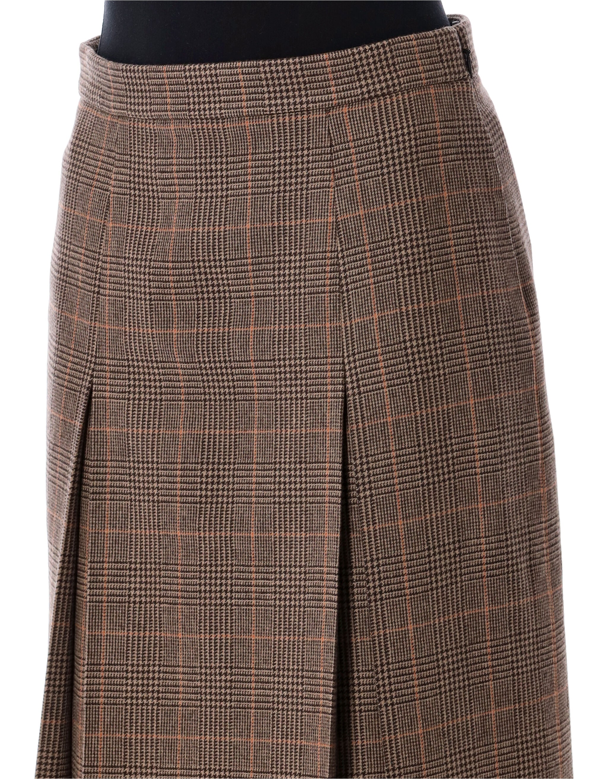 Prince Of Wales Pattern Wool And Cashmere Midi Skirt